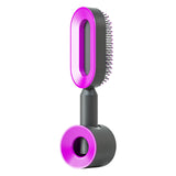 Self cleaning hair brush for women with one-key cleaning, anti-static bristles, and scalp-massage airbag design for smooth, tangle-free, healthy hair.