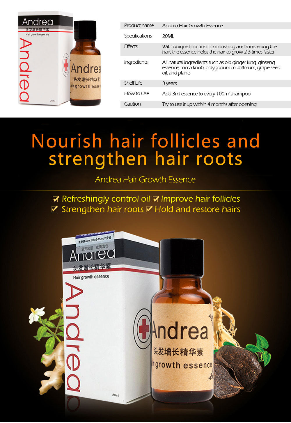 Sunburst Andrea Hair Growth Serum 20ml