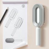 Self cleaning hair brush for women with one-key cleaning, anti-static bristles, and scalp-massage airbag design for smooth, tangle-free, healthy hair.