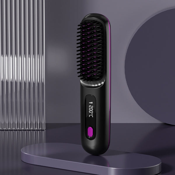 Wireless Hair Straightener Brush – Portable Heat Styling Tool
