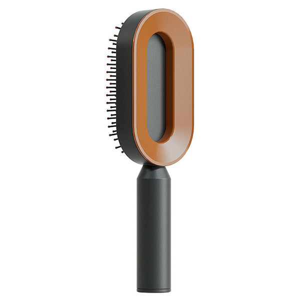 Self cleaning hair brush for women with one-key cleaning, anti-static bristles, and scalp-massage airbag design for smooth, tangle-free, healthy hair.