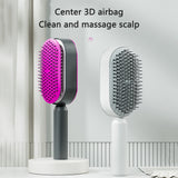 Self cleaning hair brush for women with one-key cleaning, anti-static bristles, and scalp-massage airbag design for smooth, tangle-free, healthy hair.