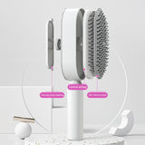 Self cleaning hair brush for women with one-key cleaning, anti-static bristles, and scalp-massage airbag design for smooth, tangle-free, healthy hair.