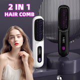Wireless Hair Straightener Brush – Portable Heat Styling Tool