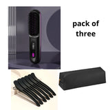 Wireless Hair Straightener Brush – Portable Heat Styling Tool